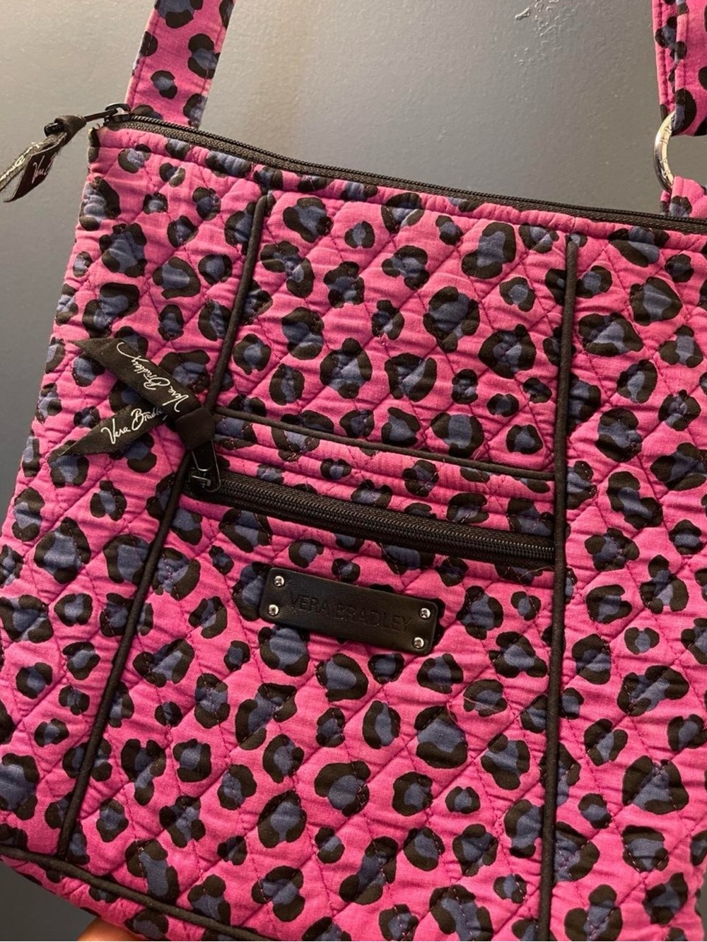 Vera Bradley Pink /Purple Leopard Quilted Shoulder Bag